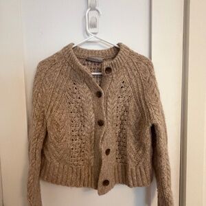 Everlane Oatmeal Knitted Crop Cardigan